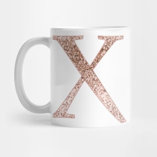 X rose gold glitter monogram letter Mug